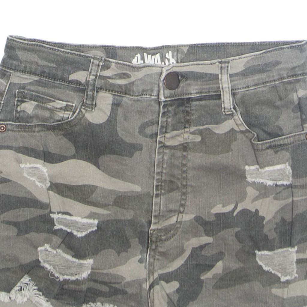 Womens Denim Shorts Green Camouflage XS W24