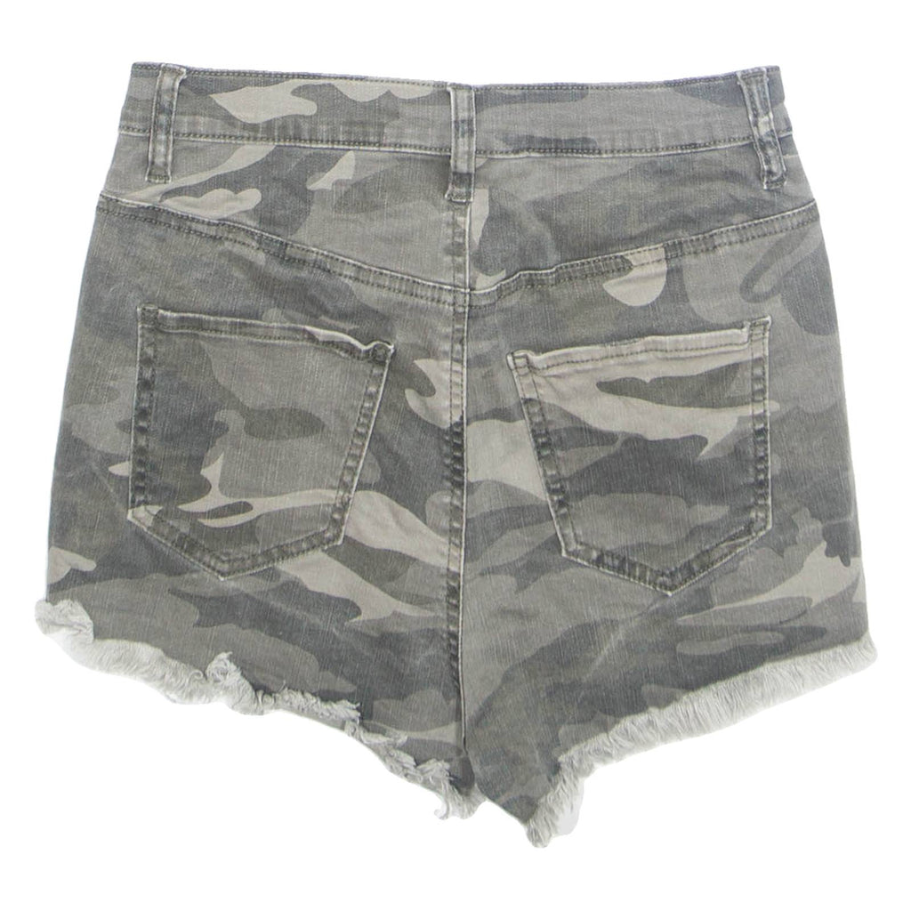 Womens Denim Shorts Green Camouflage XS W24