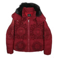 DESIGUAL Womens Red & Black Floral Outdoor Jacket L Polyester Woven Tailored Zip