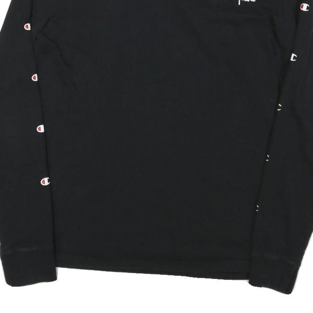 CHAMPION Mens Black Long Sleeve Crew Neck Logo Print T-Shirt S