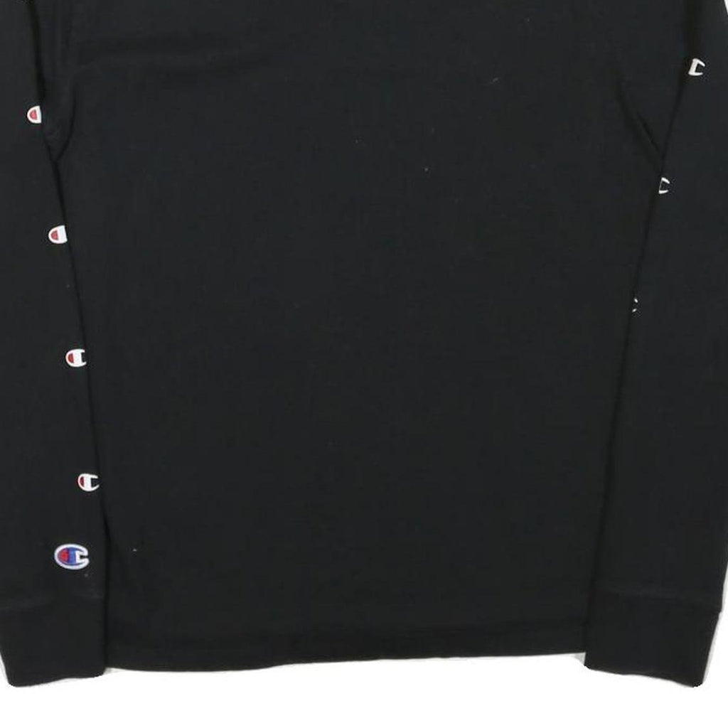CHAMPION Mens Black Long Sleeve Crew Neck Logo Print T-Shirt S