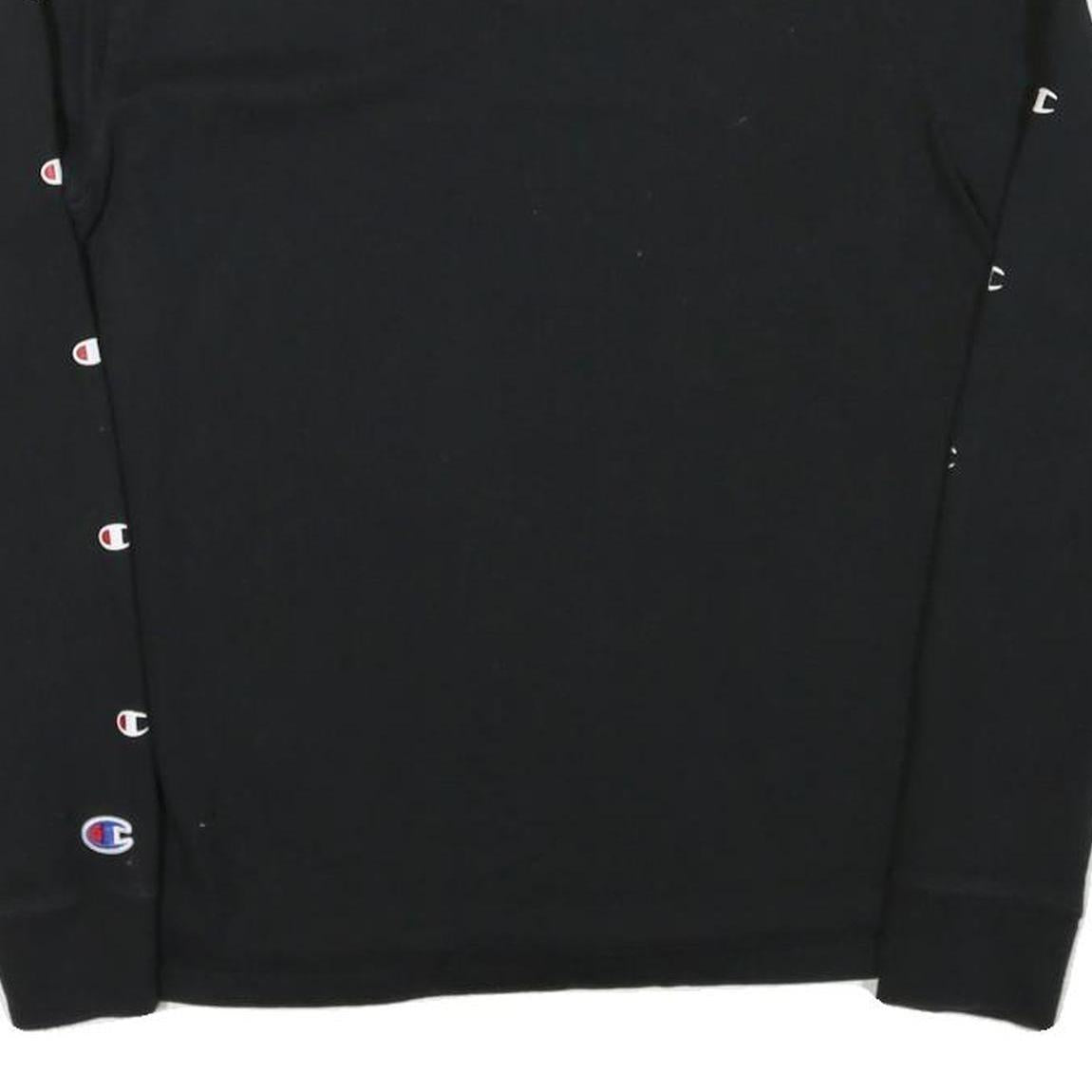 CHAMPION Mens Black Long Sleeve Crew Neck Logo Print T-Shirt S
