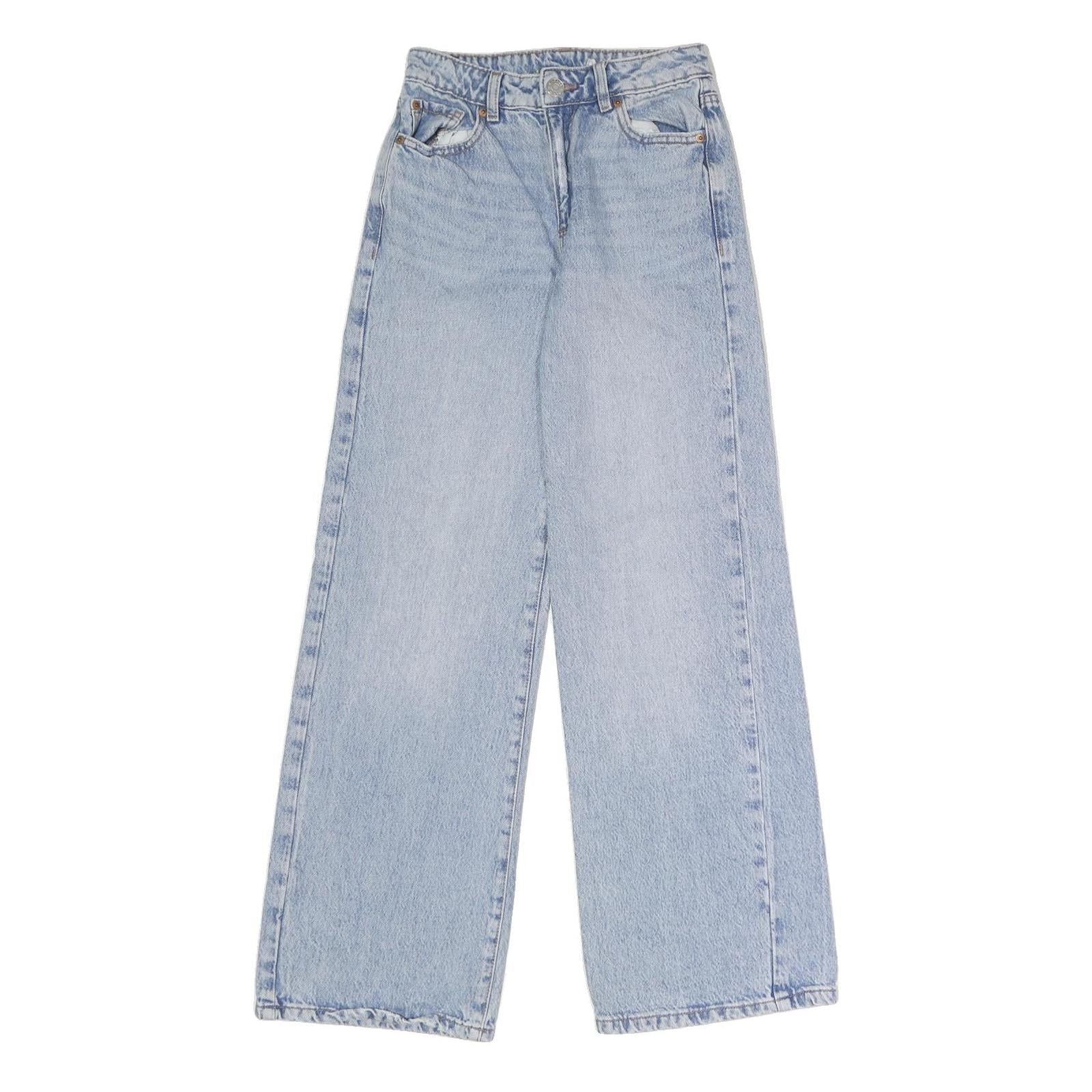 GARAGE DENIM Womens Jeans Blue Regular Wide-Leg Denim Light W24 L31 Classic Zip