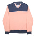 TOMMY HILFIGER Mens Blue & Pink Half Zip L Cotton Blend Sweatshirt
