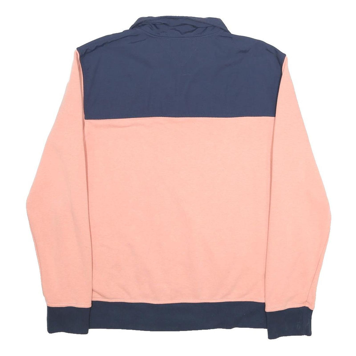 TOMMY HILFIGER Mens Blue & Pink Half Zip L Cotton Blend Sweatshirt