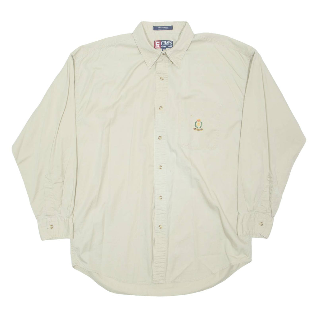 CHAPS RALPH LAUREN Mens Plain Shirt Beige Long Sleeve L