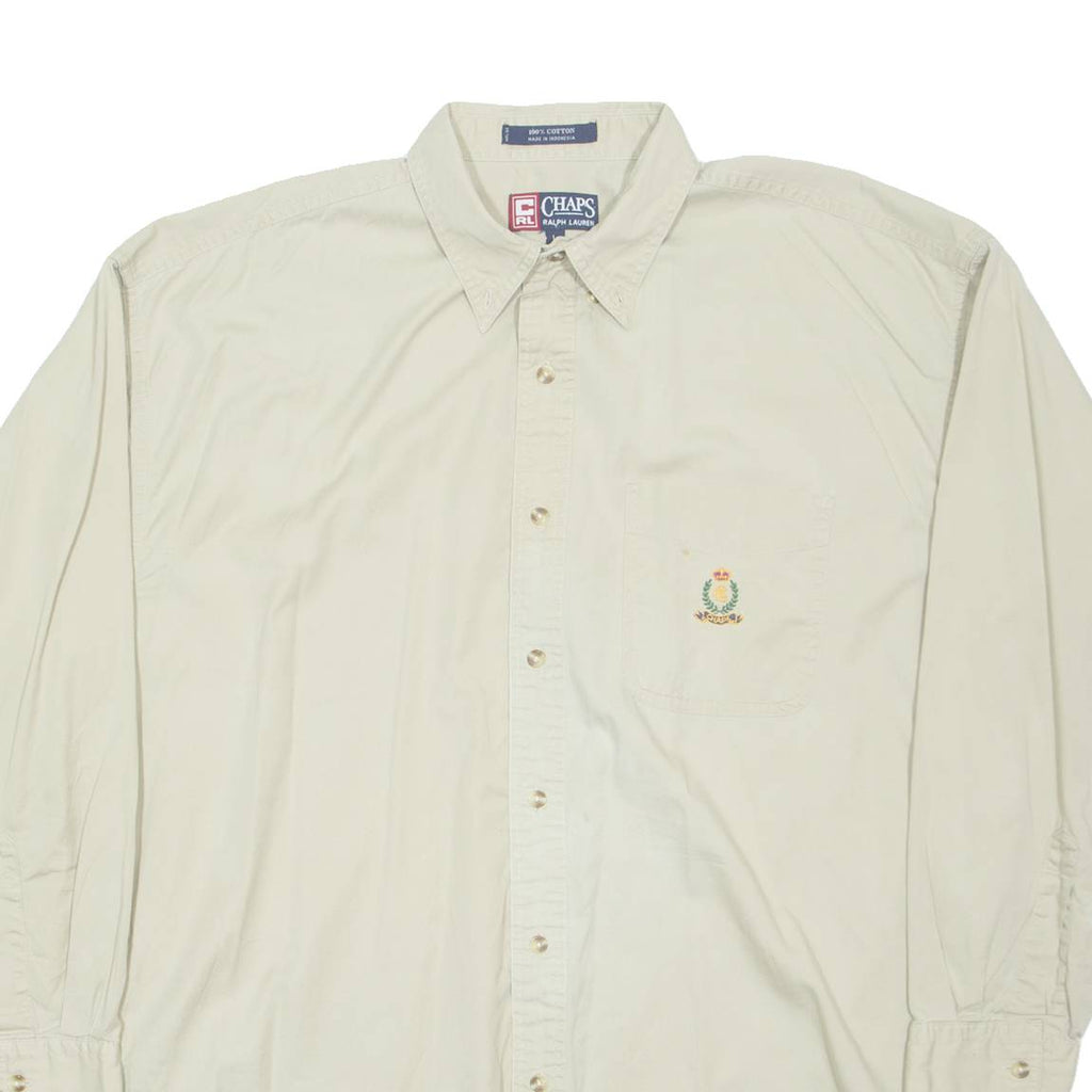 CHAPS RALPH LAUREN Mens Plain Shirt Beige Long Sleeve L