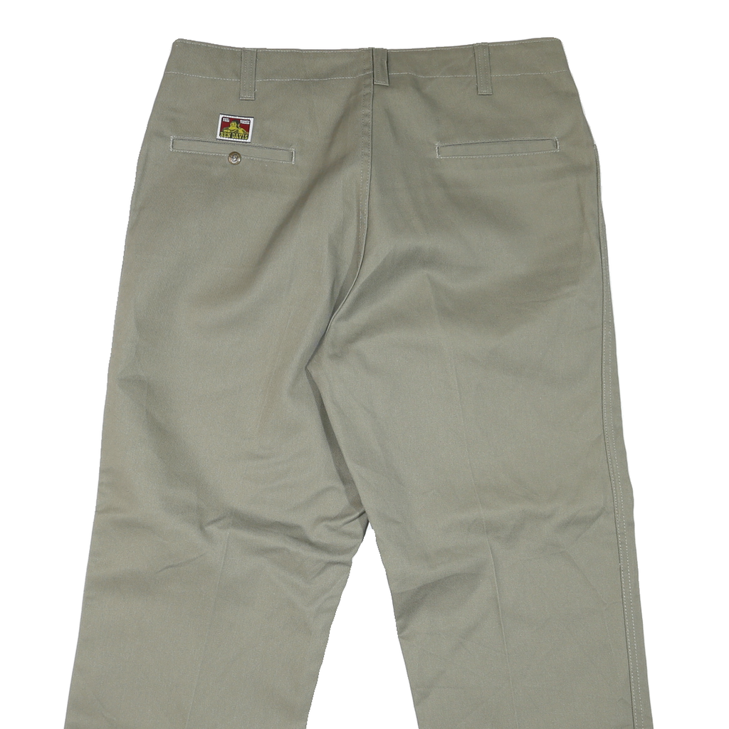 BEN DAVIS Mens Cotton Blend Beige Regular Fit Straight Leg Trousers W40 L30
