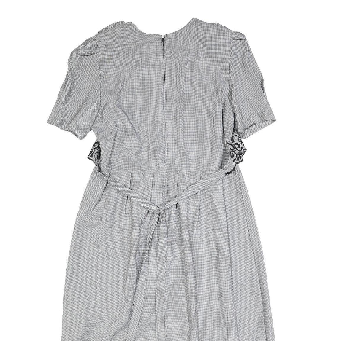 MISS DORBY Womens Grey & Black Embroidered Midi Dress Polyester Puff Sleeve L