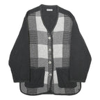 SKYLINE Womens Grey Wool Blend Button Jacket M Check Pattern Casual Outerwear