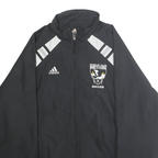 ADIDAS Mens Black Soccer Track Jacket S Polyester Striped Zip Sportswear
