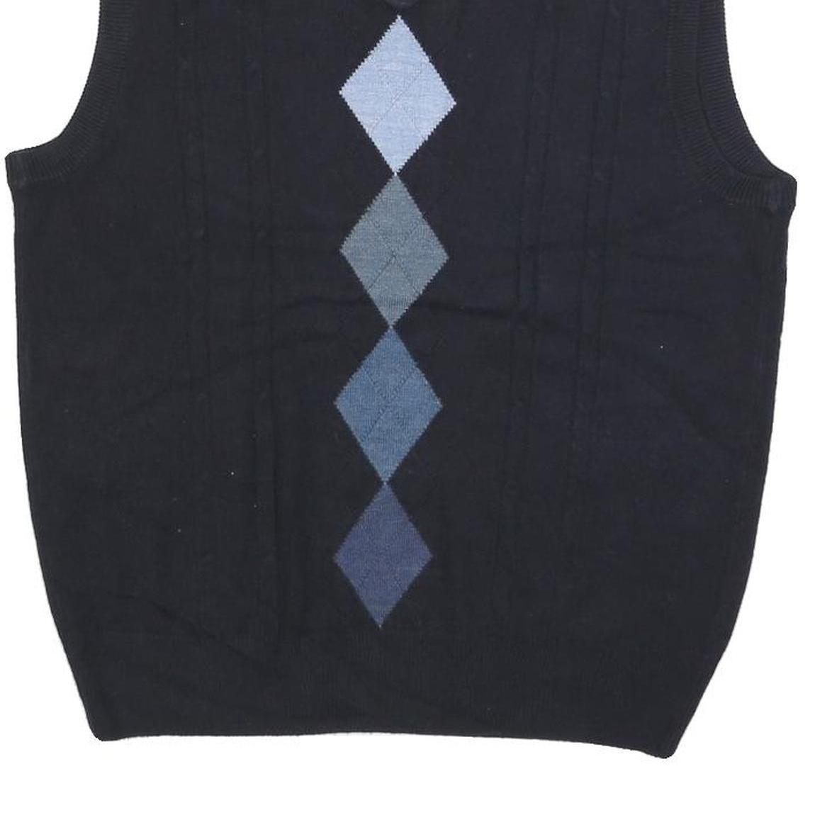 DOCKERS Mens Navy Blue Argyle Pattern V-Neck Basic Knit M Jumper Vest Acrylic