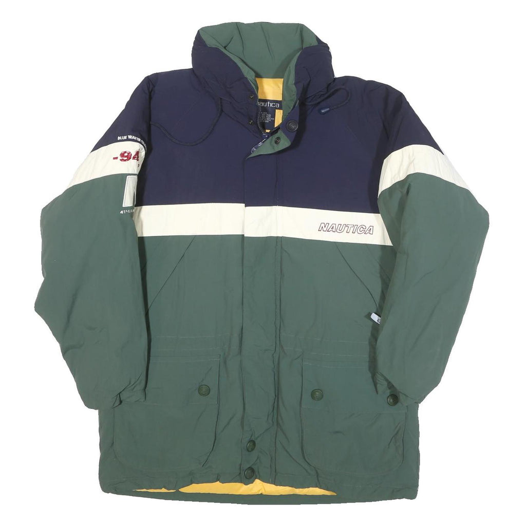 NAUTICA Mens Navy & Green White Stripe S Polyester Blend Zip Jacket Casual