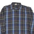 Mens Black & Blue Cotton Plaid Shirt XL Long Sleeve Casual Button Shirt