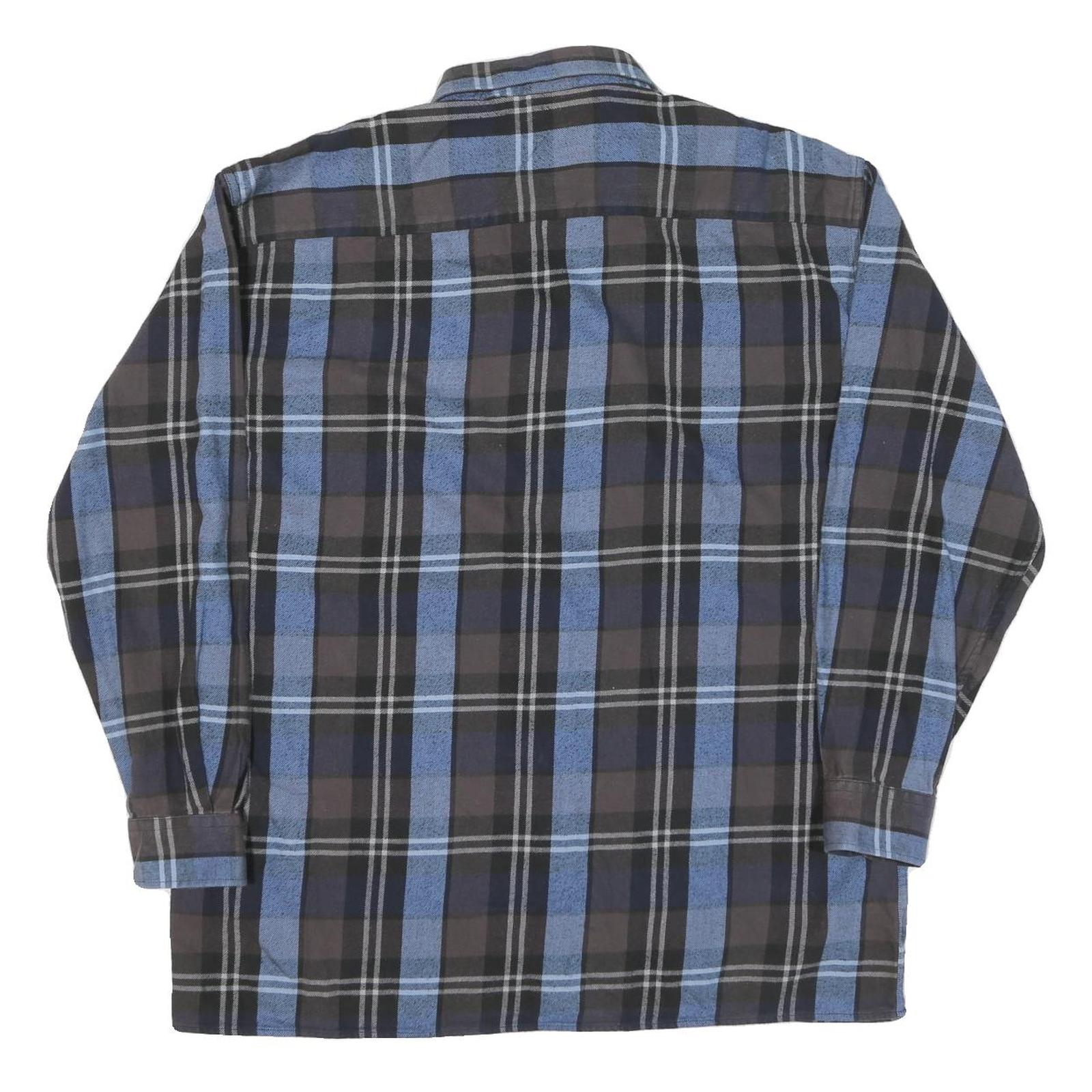 Mens Black & Blue Cotton Plaid Shirt XL Long Sleeve Casual Button Shirt