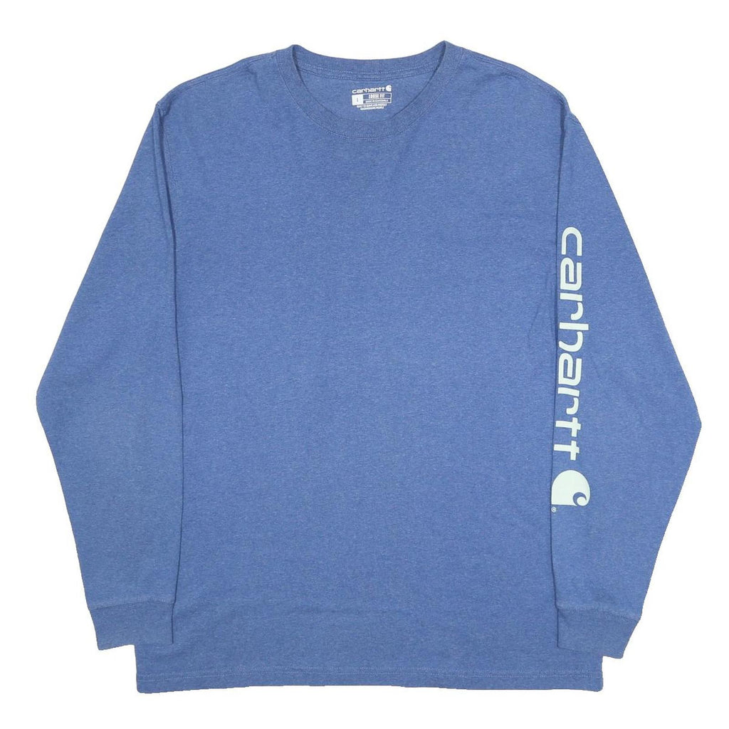 CARHARTT Mens Blue Graphic Long Sleeve Crew Neck T-Shirt L Cotton Blend