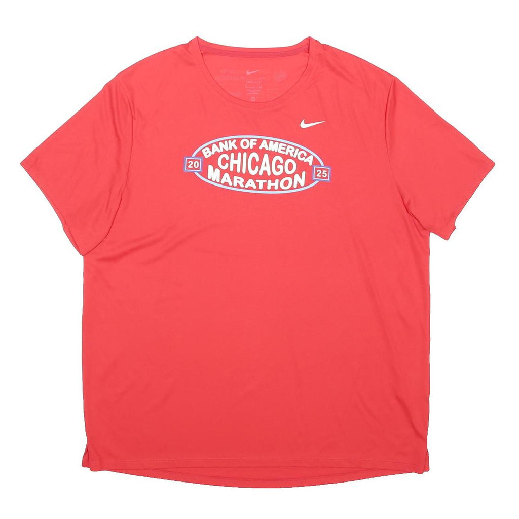 NIKE Pinwheel Mens Red Bank Of America Chicago Marathon T-Shirt XL Short Sleeve
