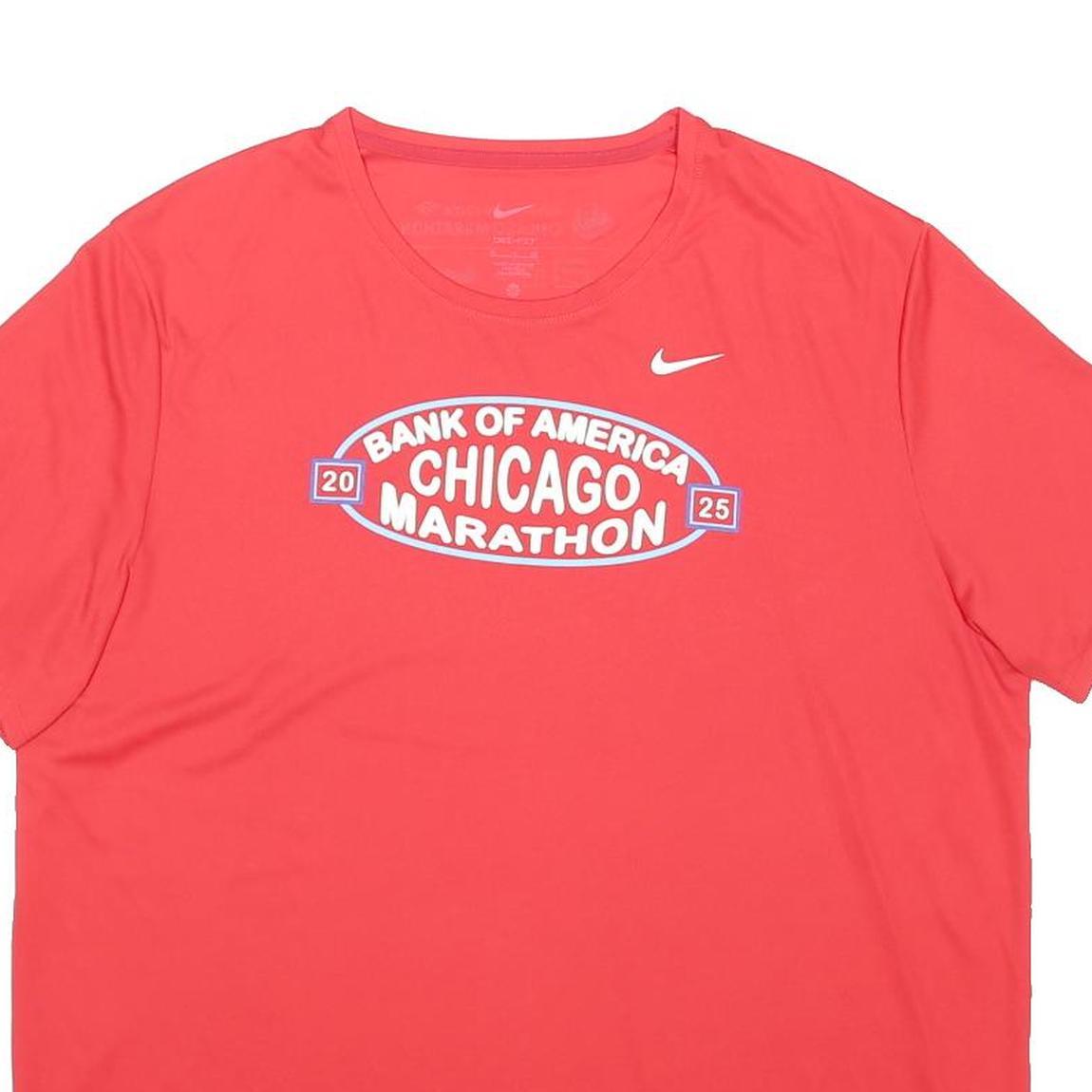 NIKE Pinwheel Mens Red Bank Of America Chicago Marathon T-Shirt XL Short Sleeve