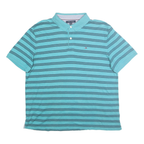 TOMMY HILFIGER Mens Blue Striped Polo Shirt XL Cotton Classic Fit Casual