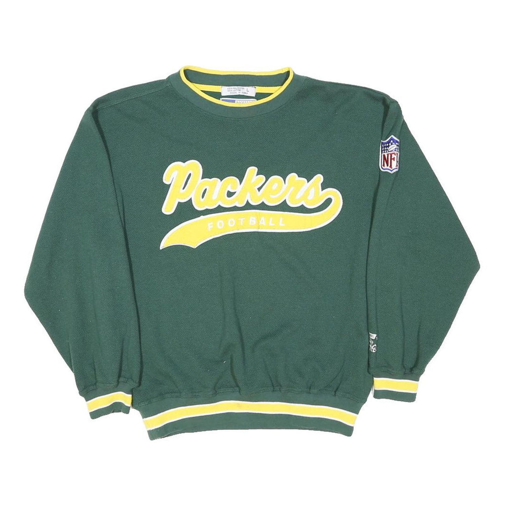 STARTER Mens Green & Yellow Packers Football Crew Neck L Cotton Blend Pullover