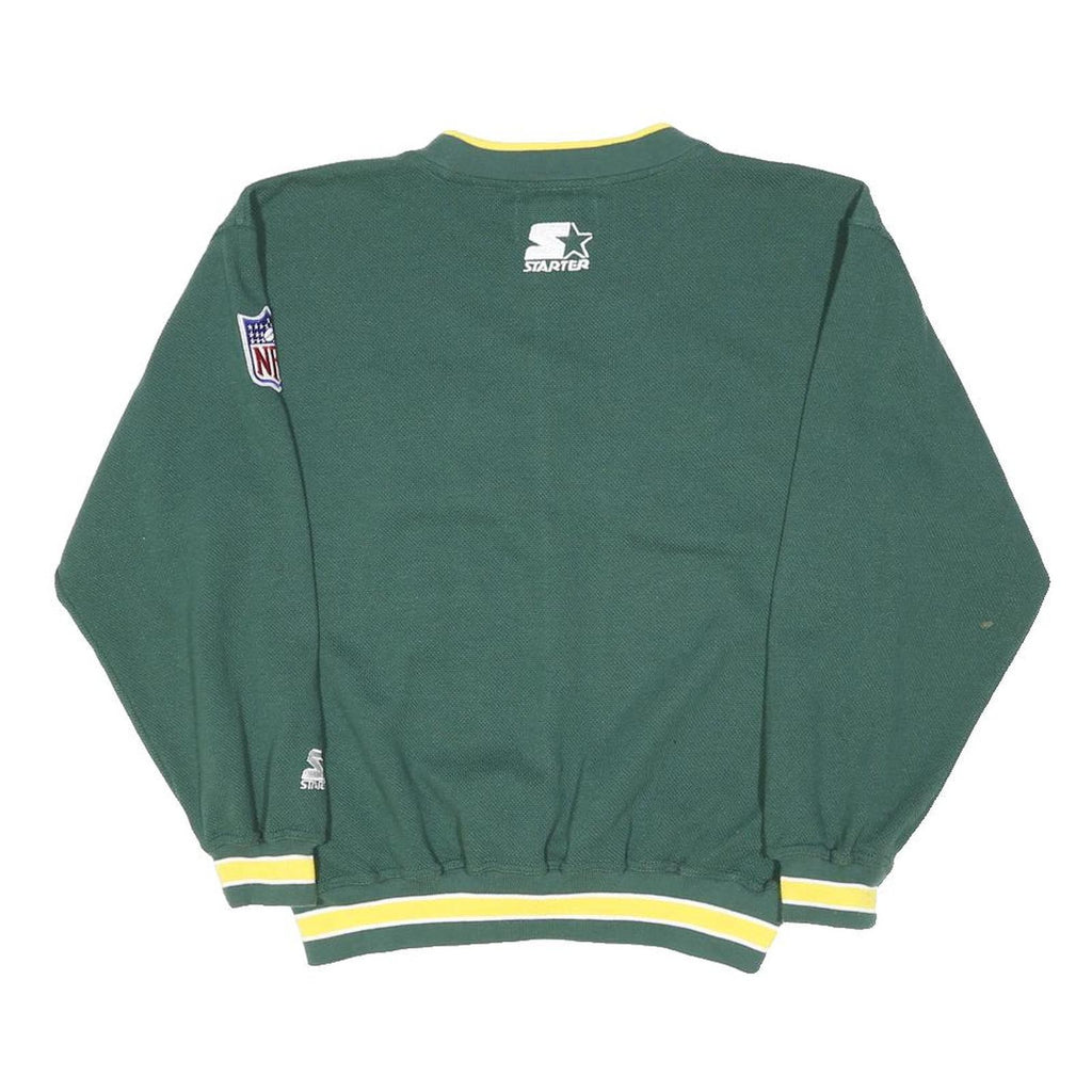 STARTER Mens Green & Yellow Packers Football Crew Neck L Cotton Blend Pullover