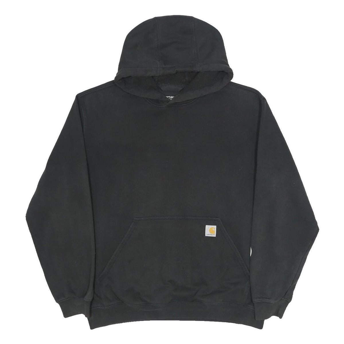 CARHARTT Mens Black Hoodie L Logo Sleeve Print Cotton Blend Pullover