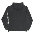CARHARTT Mens Black Hoodie L Logo Sleeve Print Cotton Blend Pullover