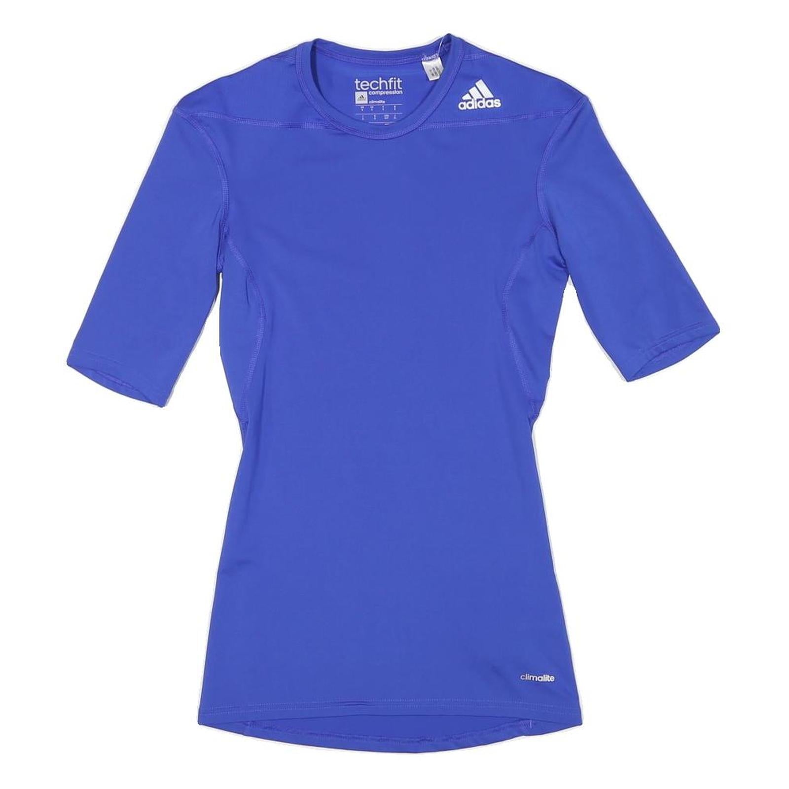 ADIDAS Womens Blue Techfit Compression S Short Sleeve Crew Neck Performance