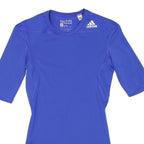ADIDAS Womens Blue Techfit Compression S Short Sleeve Crew Neck Performance