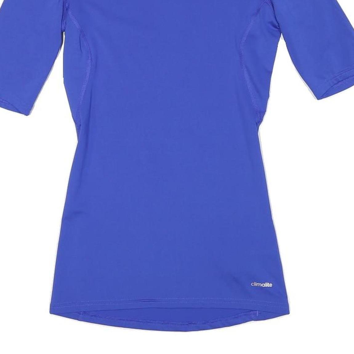 ADIDAS Womens Blue Techfit Compression S Short Sleeve Crew Neck Performance