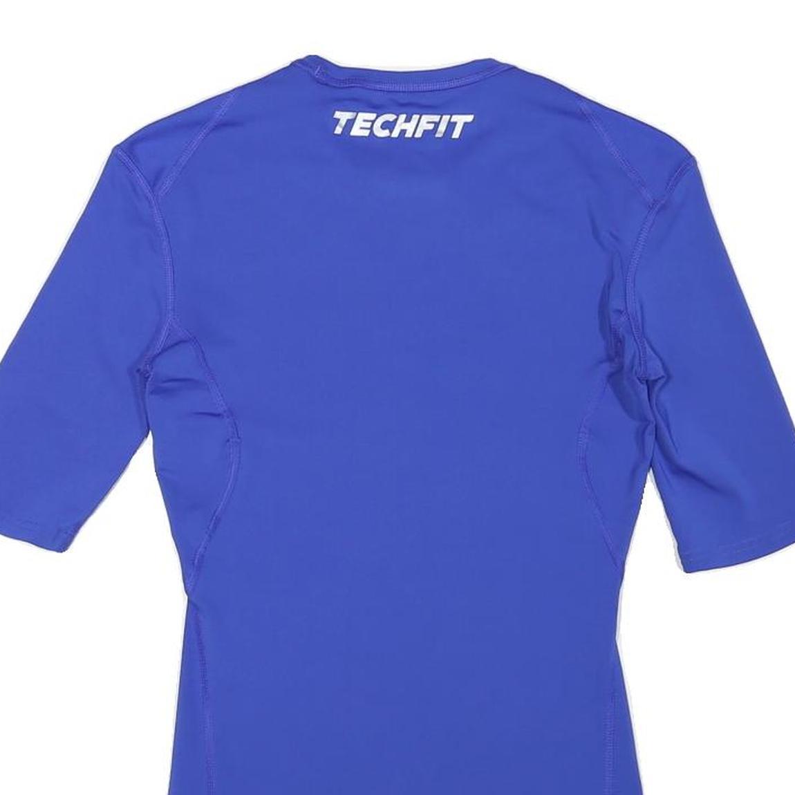 ADIDAS Womens Blue Techfit Compression S Short Sleeve Crew Neck Performance