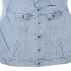 LEE Mens Blue Denim Sleeveless Button Jacket XL Cotton Blend BMG Music Logo