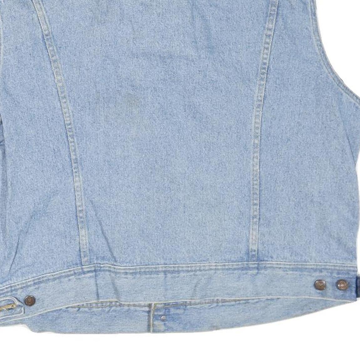 LEE Mens Blue Denim Sleeveless Button Jacket XL Cotton Blend BMG Music Logo