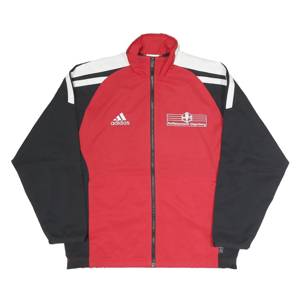 ADIDAS Mens Red & Black Track Jacket L Polyester Blend Zip Plain Casual