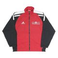 ADIDAS Mens Red & Black Track Jacket L Polyester Blend Zip Plain Casual
