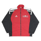 ADIDAS Mens Red & Black Track Jacket L Polyester Blend Zip Plain Casual
