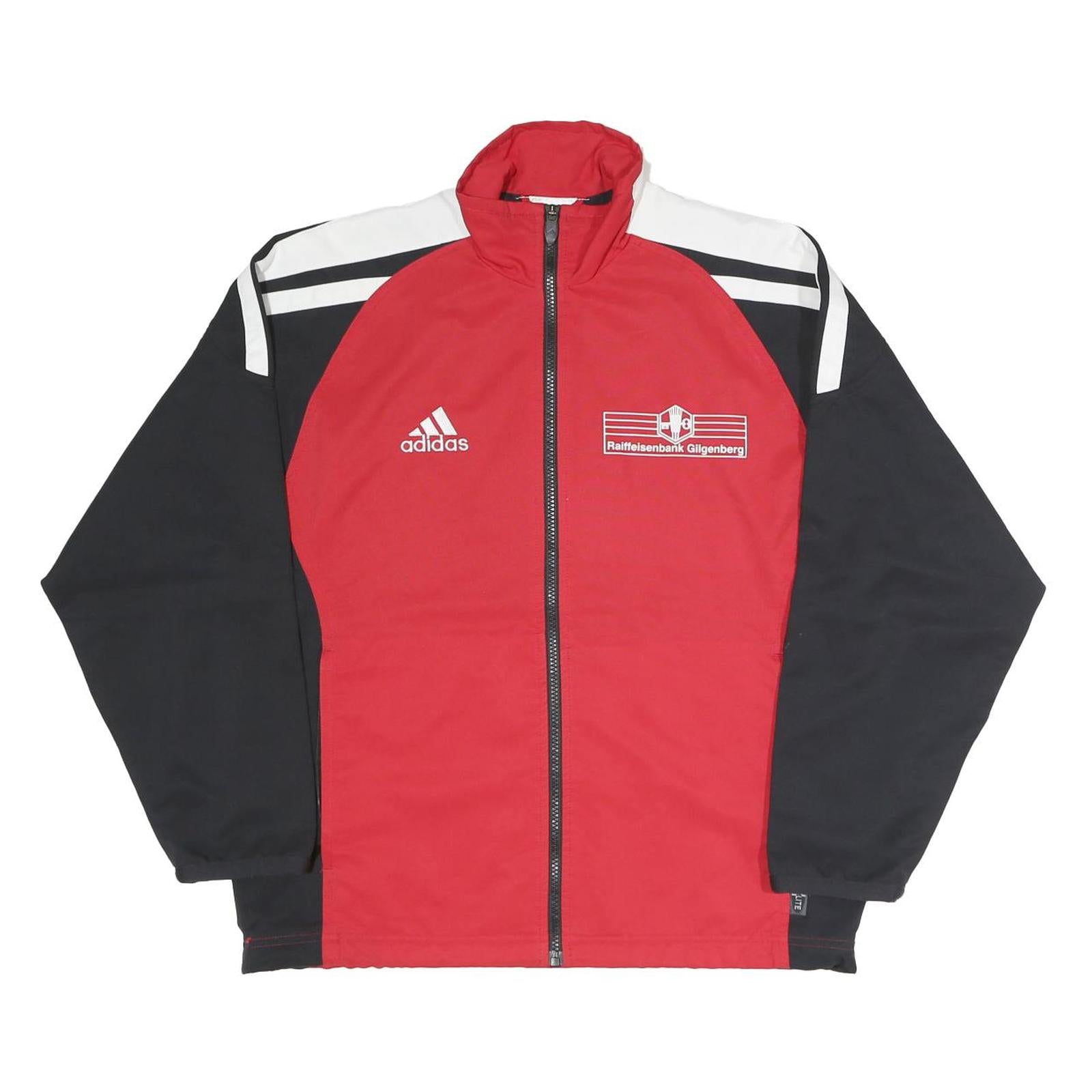 ADIDAS Mens Red & Black Track Jacket L Polyester Blend Zip Plain Casual