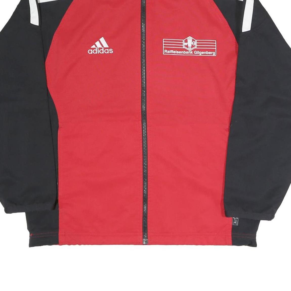 ADIDAS Mens Red & Black Track Jacket L Polyester Blend Zip Plain Casual