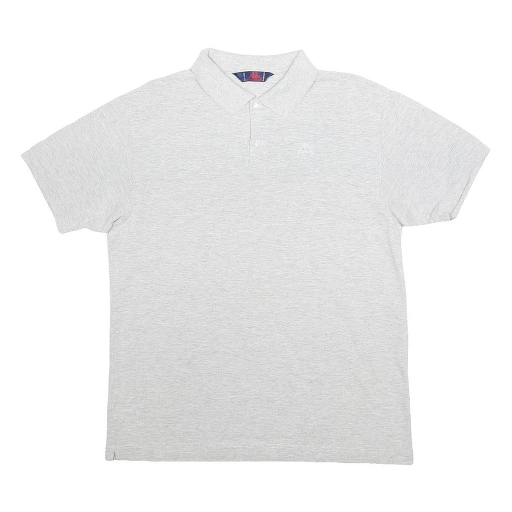KAPPA Mens Grey Short Sleeve Plain Polo Shirt XL Cotton Casual Basic