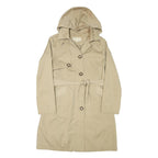 MICHAEL KORS Womens Beige Button Jacket M Polyester Blend Hooded Classic Trench