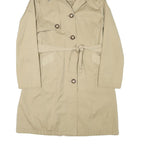 MICHAEL KORS Womens Beige Button Jacket M Polyester Blend Hooded Classic Trench