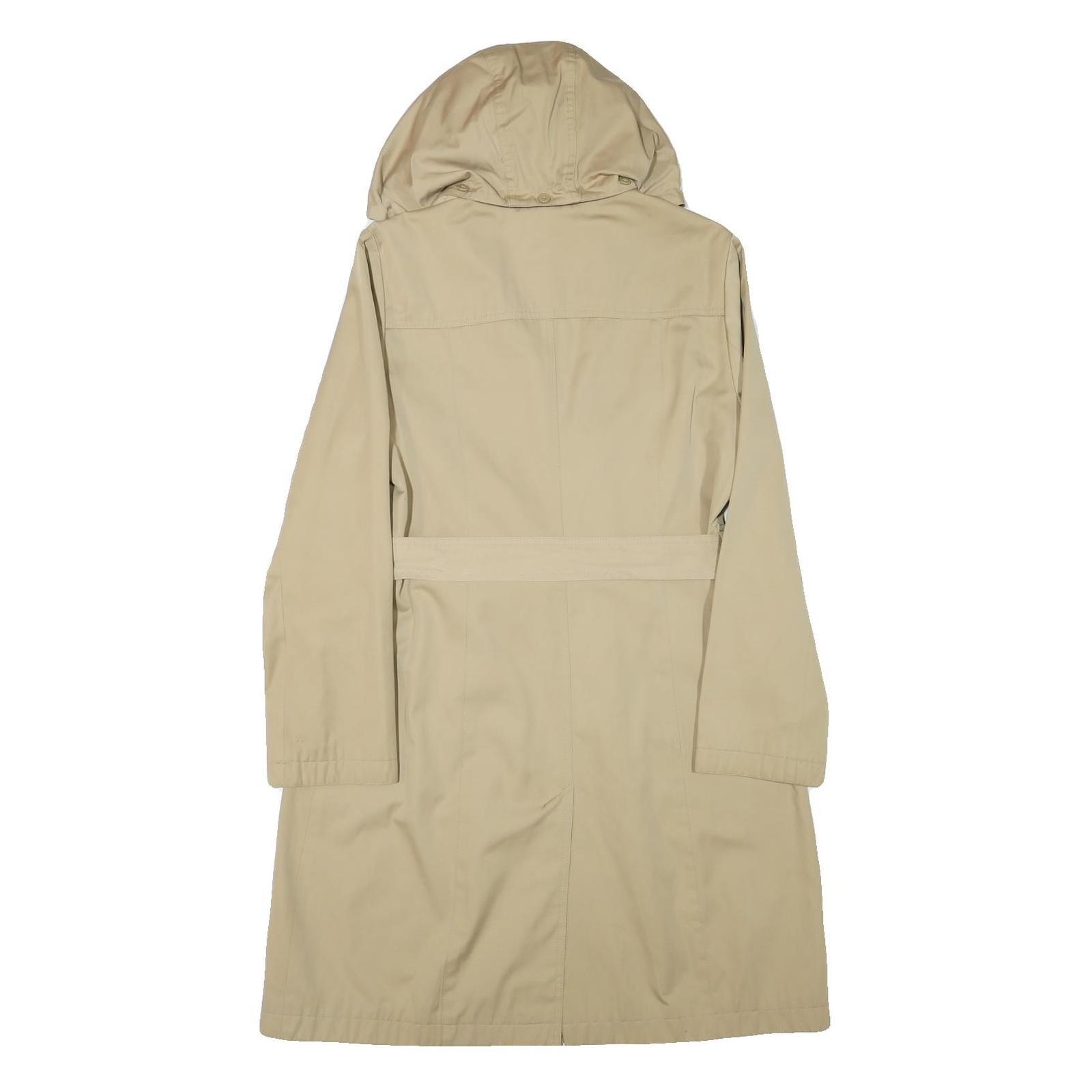 MICHAEL KORS Womens Beige Button Jacket M Polyester Blend Hooded Classic Trench