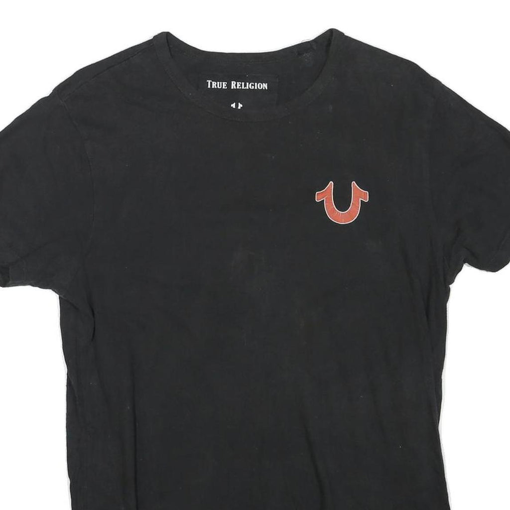 TRUE RELIGION Womens Black Graphic T-Shirt S Short Sleeve Crew Neck Brand Jeans