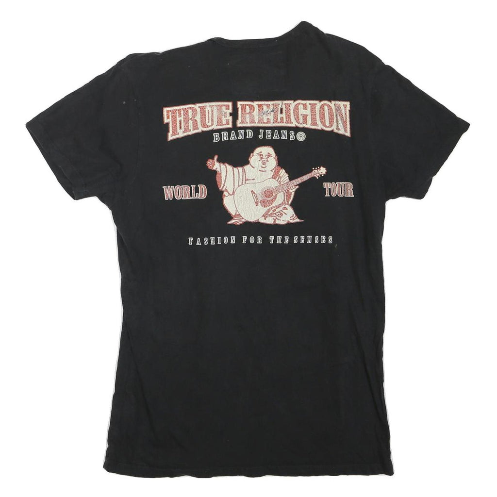 TRUE RELIGION Womens Black Graphic T-Shirt S Short Sleeve Crew Neck Brand Jeans