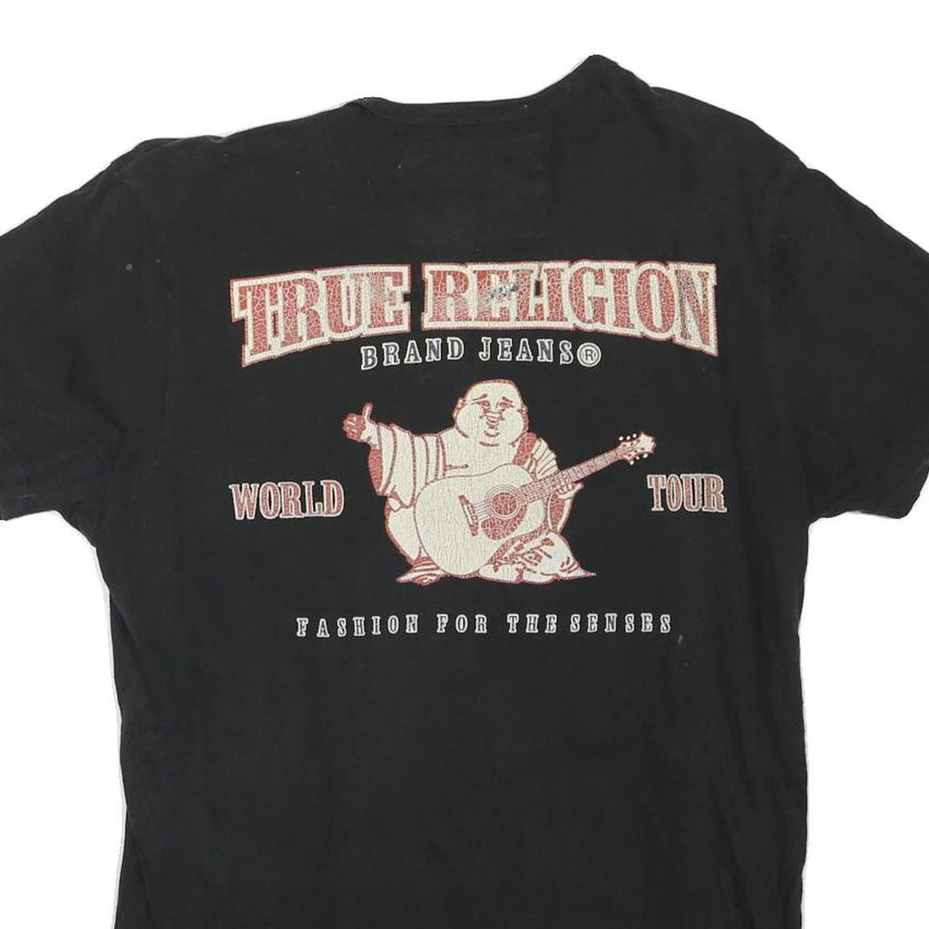 TRUE RELIGION Womens Black Graphic T-Shirt S Short Sleeve Crew Neck Brand Jeans