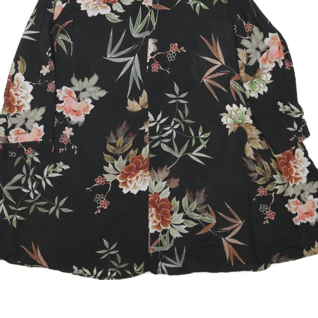 ZARA Womens Black Floral Shirt Long Sleeve Collared M Cotton Blend Lightweight