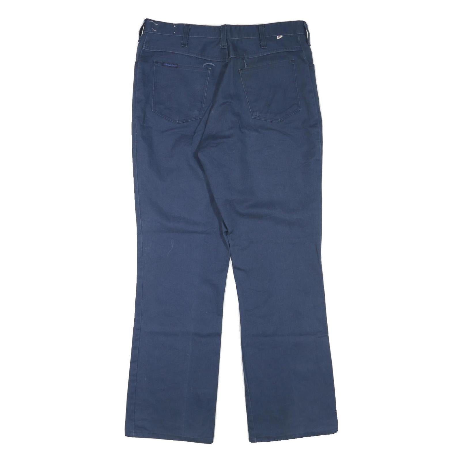 DICKIES Womens Cotton Blend Navy Regular Fit Straight Leg Trousers W34 L31