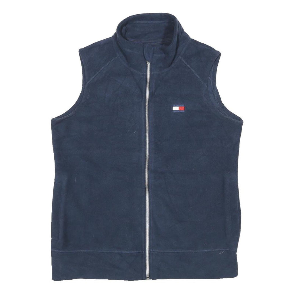 TOMMY HILFIGER Mens Navy Blue Sleeveless Jacket S Polyester Plain Zip Casual