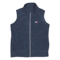 TOMMY HILFIGER Mens Navy Blue Sleeveless Jacket S Polyester Plain Zip Casual