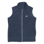 TOMMY HILFIGER Mens Navy Blue Sleeveless Jacket S Polyester Plain Zip Casual